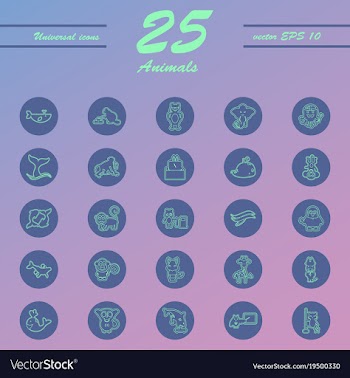 Animal icons set outline style of animal icons vector image