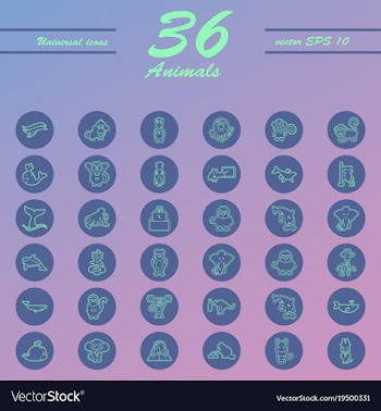Animal icons set outline style of animal icons vector image