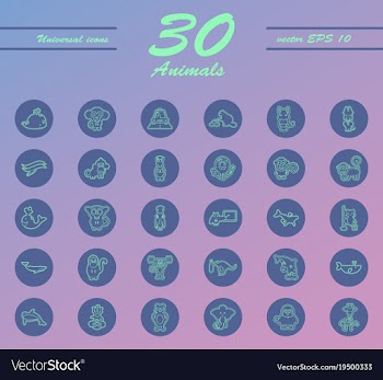 Animal icons set outline style of animal icons vector image
