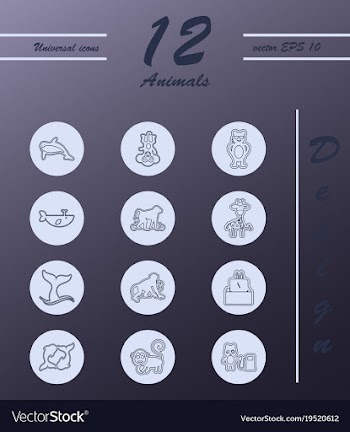 Animal icons set outline style of animal icons vector image