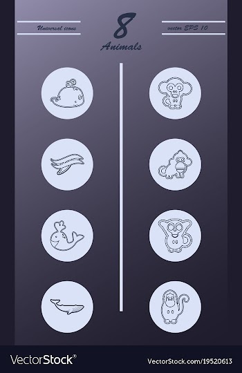 Animal icons set outline style of animal icons vector image