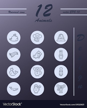 Animal icons set outline style of animal icons vector image