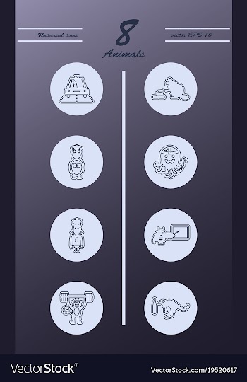 Animal icons set outline style of animal icons vector image