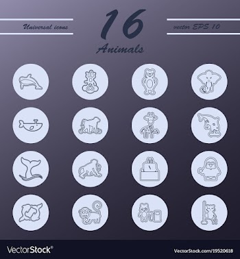 Animal icons set outline style of animal icons vector image