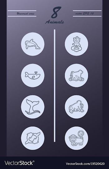 Animal icons set outline style of animal icons vector image