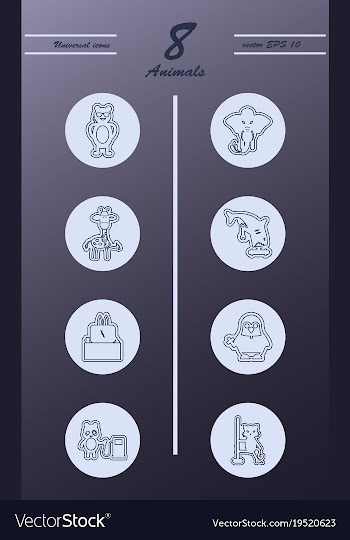 Animal icons set outline style of animal icons vector image