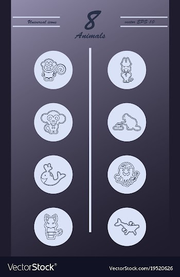 Animal icons set outline style of animal icons vector image