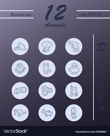 Animal icons set outline style of animal icons vector image