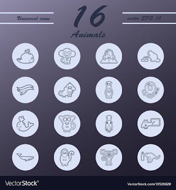 Animal icons set outline style of animal icons vector image