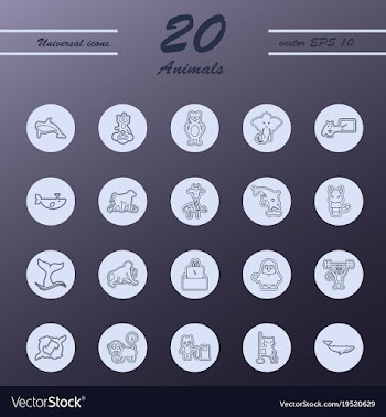 Animal icons set outline style of animal icons vector image