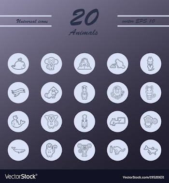 Animal icons set outline style of animal icons vector image