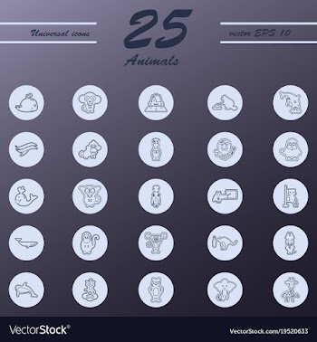 Animal icons set outline style of animal icons vector image