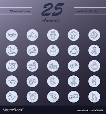 Animal icons set outline style of animal icons vector image