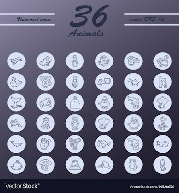 Animal icons set outline style of animal icons vector image