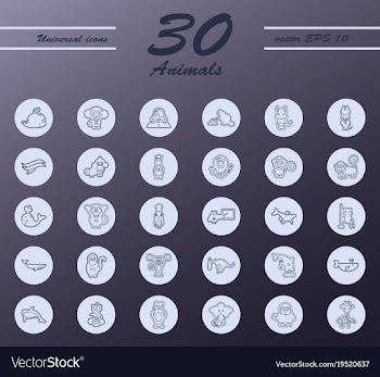 Animal icons set outline style of animal icons vector image