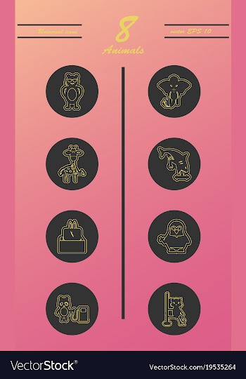 Animal icons set outline style of animal icons vector image
