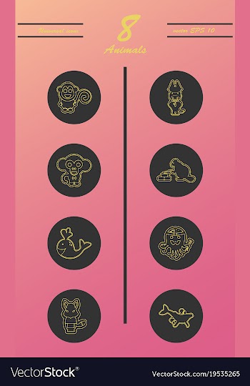 Animal icons set outline style of animal icons vector image