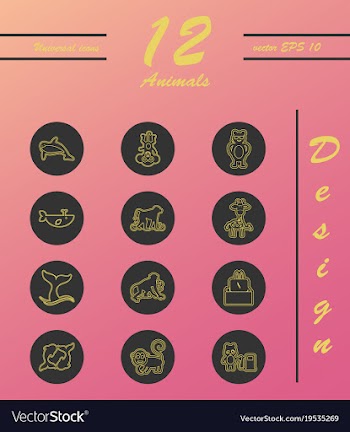 Animal icons set outline style of animal icons vector image