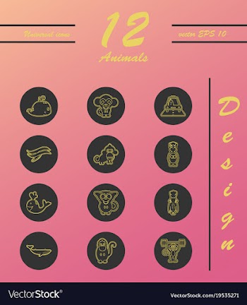 Animal icons set outline style of animal icons vector image