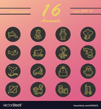 Animal icons set outline style of animal icons vector image