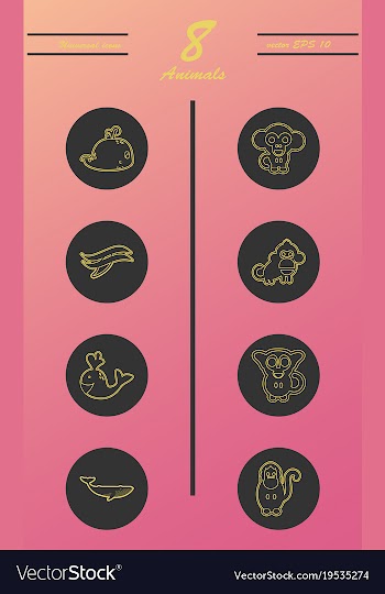 Animal icons set outline style of animal icons vector image