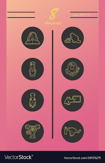 Animal icons set outline style of animal icons vector image