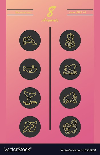 Animal icons set outline style of animal icons vector image