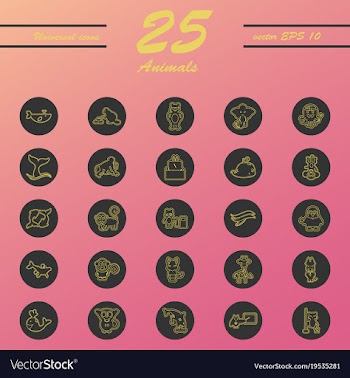 Animal icons set outline style of animal icons vector image