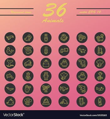 Animal icons set outline style of animal icons vector image