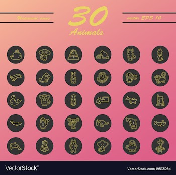 Animal icons set outline style of animal icons vector image
