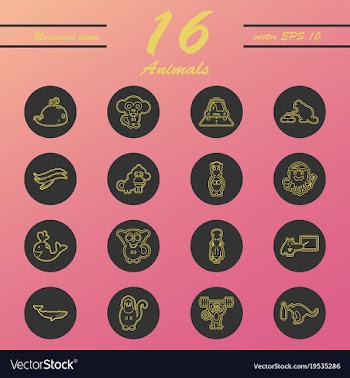 Animal icons set outline style of animal icons vector image