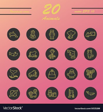 Animal icons set outline style of animal icons vector image