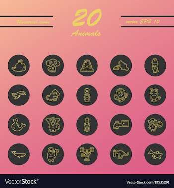 Animal icons set outline style of animal icons vector image