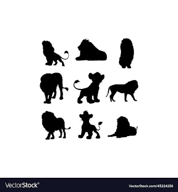 animal lion set silhouette design