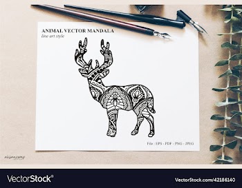 animal mandala line art style