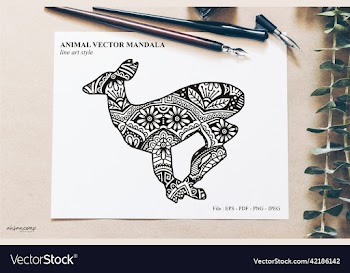 animal mandala line art style