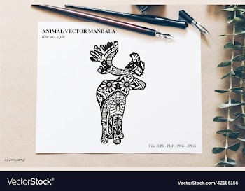animal mandala line art style