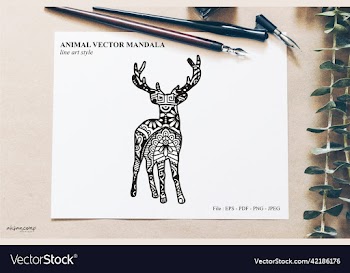 animal mandala line art style