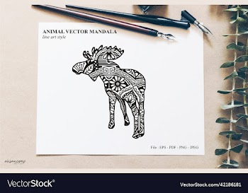 animal mandala line art style