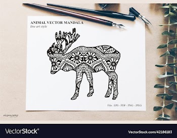 animal mandala line art style