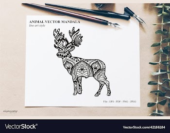 animal mandala line art style