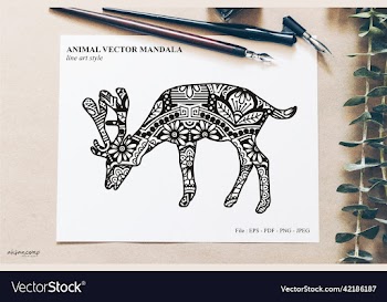 animal mandala line art style