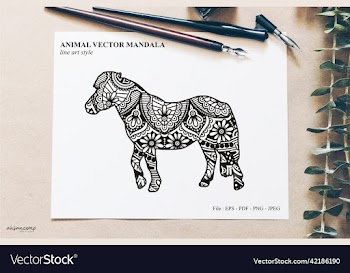 animal mandala line art style