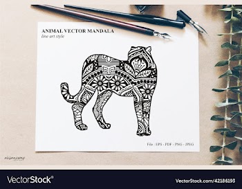 animal mandala line art style