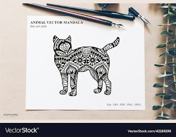 animal mandala line art style