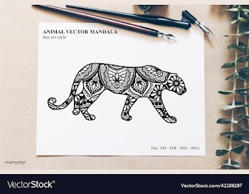 animal mandala line art style
