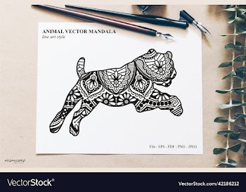 animal mandala line art style