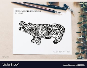 animal mandala line art style