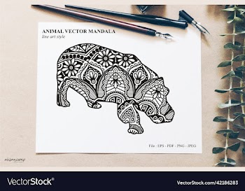animal mandala line art style