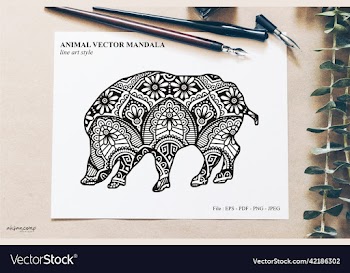animal mandala line art style